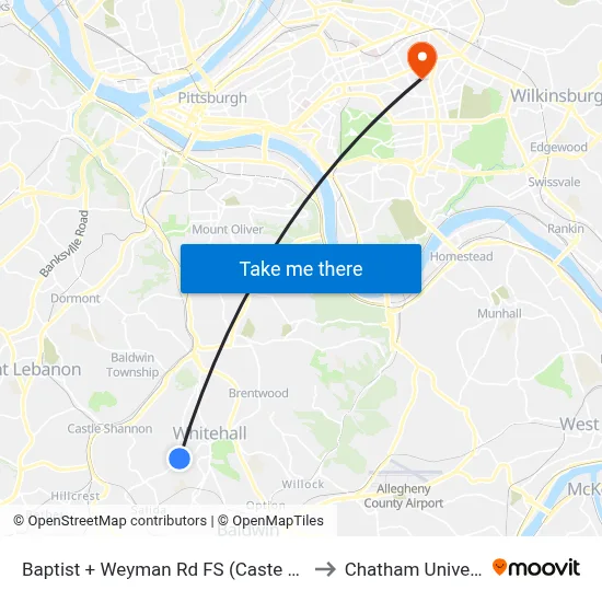 Baptist + Weyman Rd FS (Caste Village) to Chatham University map