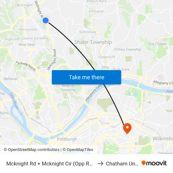 Mcknight Rd + Mcknight Cir (Opp Ross Park Mall Dr) to Chatham University map