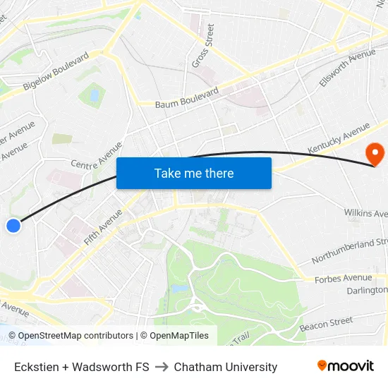 Eckstien + Wadsworth FS to Chatham University map