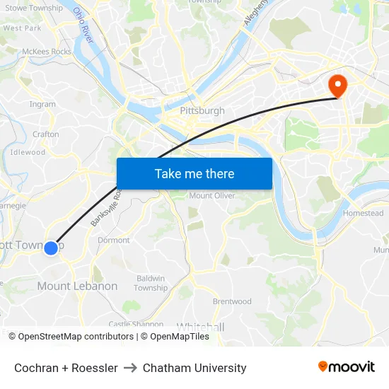 Cochran + Roessler to Chatham University map