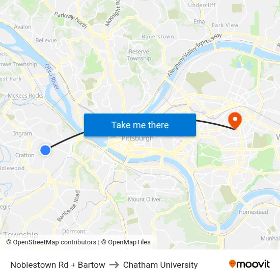 Noblestown Rd + Bartow to Chatham University map