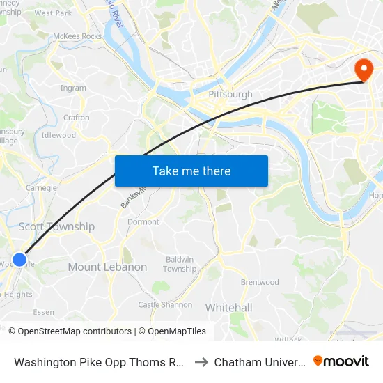 Washington Pike Opp Thoms Run Rd to Chatham University map