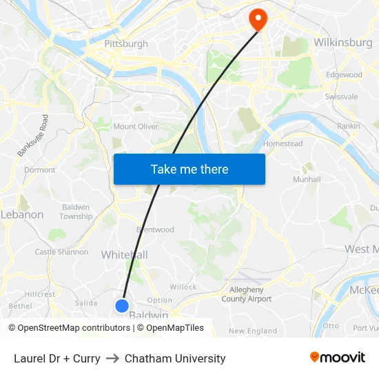 Laurel Dr + Curry to Chatham University map
