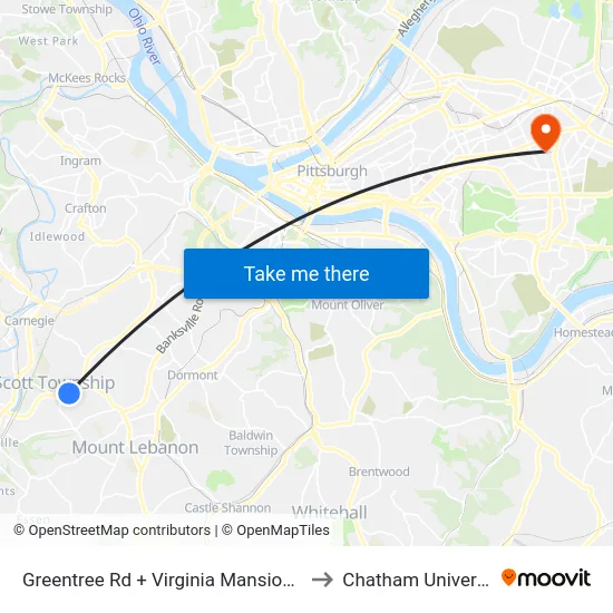 Greentree Rd + Virginia Mansions FS to Chatham University map