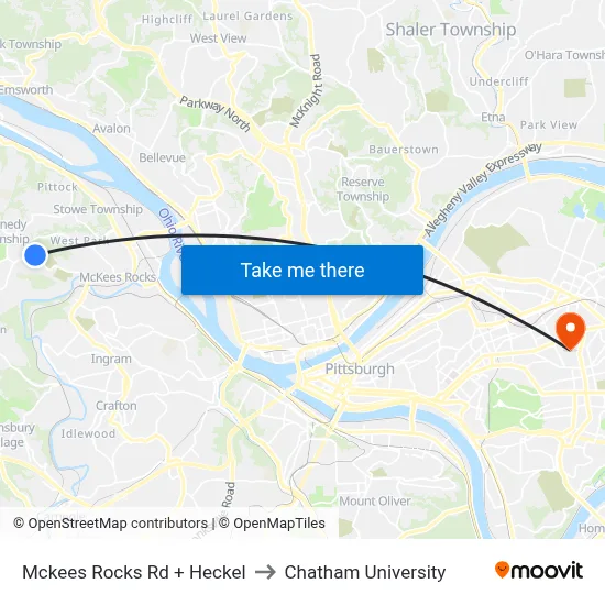 Mckees Rocks Rd + Heckel to Chatham University map