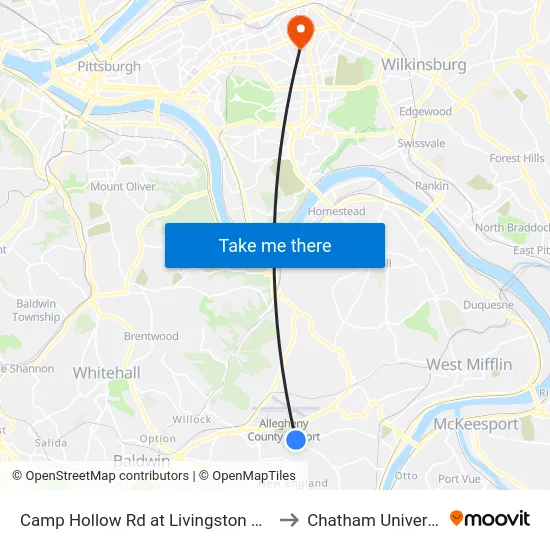 Camp Hollow Rd at Livingston Rd FS to Chatham University map
