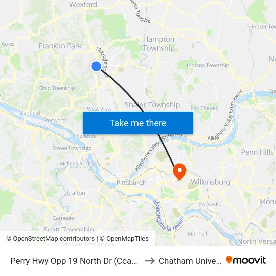 Perry Hwy Opp 19 North Dr (Ccac North) to Chatham University map