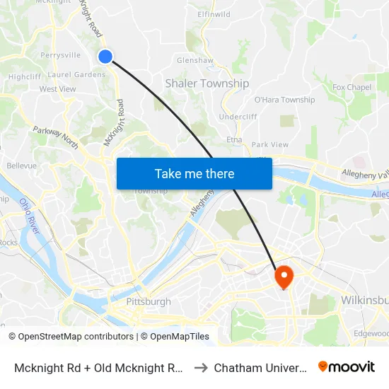 Mcknight Rd + Old Mcknight Rd FS to Chatham University map