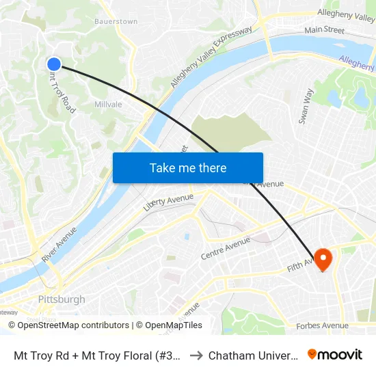 Mt Troy Rd + Mt Troy Floral (#3467) to Chatham University map