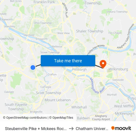 Steubenville Pike + Mckees Rock Rd to Chatham University map