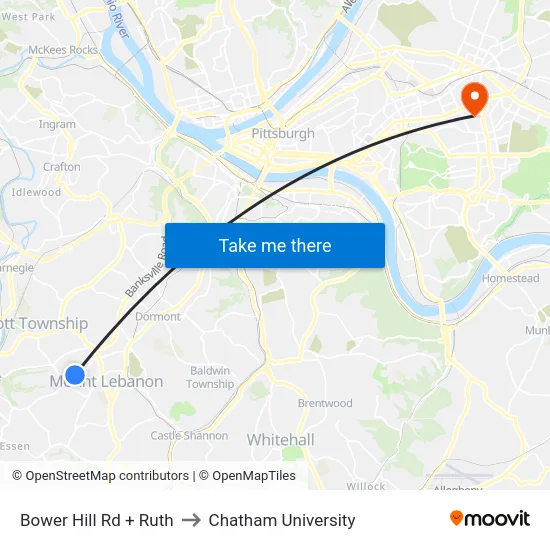 Bower Hill Rd + Ruth to Chatham University map
