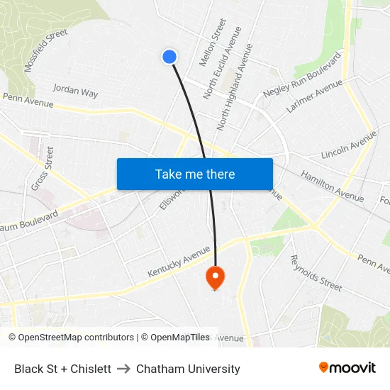 Black St + Chislett to Chatham University map