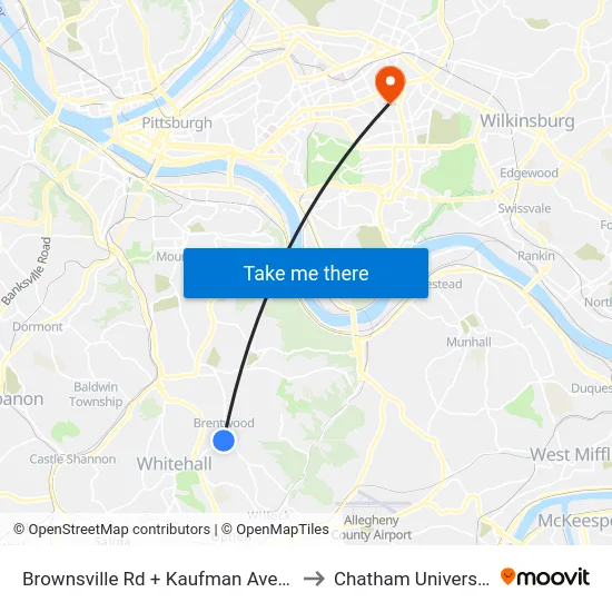 Brownsville Rd + Kaufman Ave FS to Chatham University map