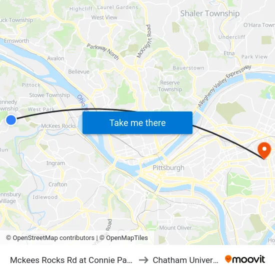 Mckees Rocks Rd at Connie Park Dr to Chatham University map