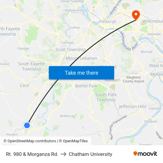 Rt. 980 & Morganza Rd. to Chatham University map