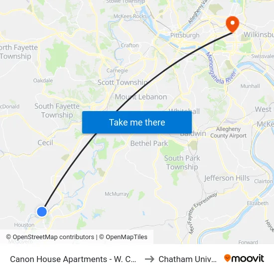 Canon House Apartments - W. College St. to Chatham University map