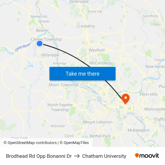 Brodhead Rd Opp Bonanni Dr to Chatham University map
