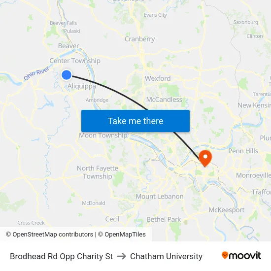 Brodhead Rd Opp Charity St to Chatham University map