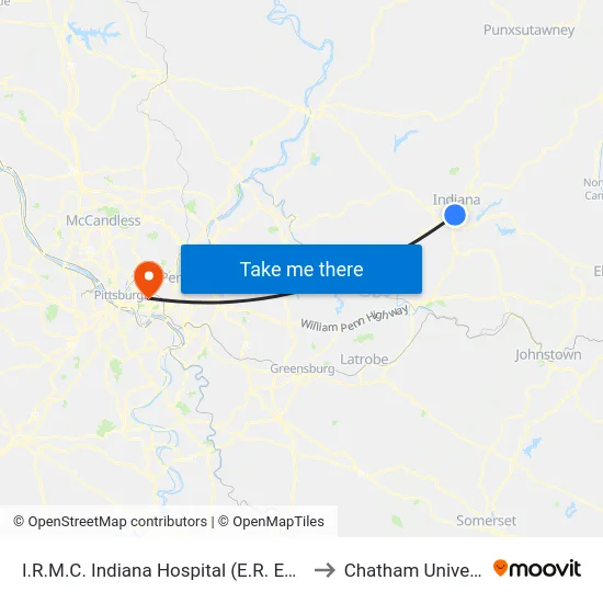 I.R.M.C. Indiana Hospital (E.R. Entrance to Chatham University map