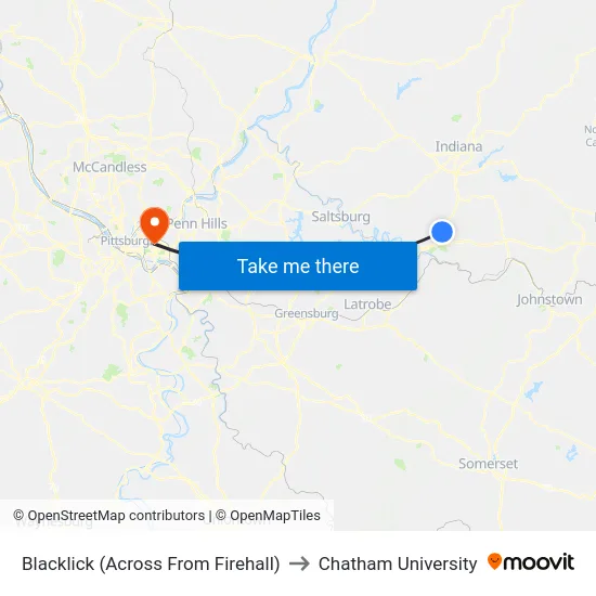 Blacklick (Across From Firehall) to Chatham University map