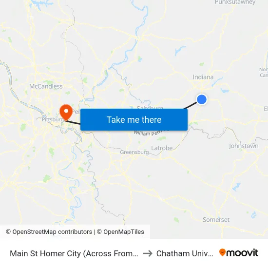 Main St Homer City (Across From Bus Shel to Chatham University map