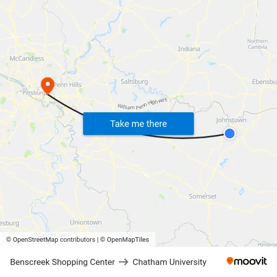 Benscreek Shopping Center to Chatham University map
