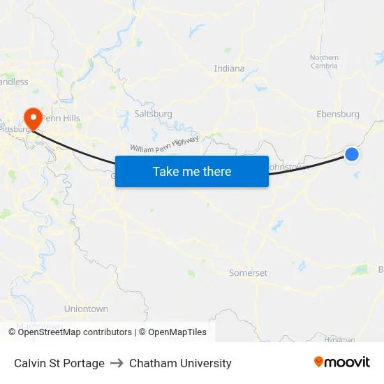 Calvin St Portage to Chatham University map