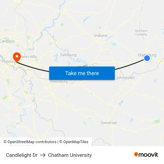 Candlelight Dr to Chatham University map