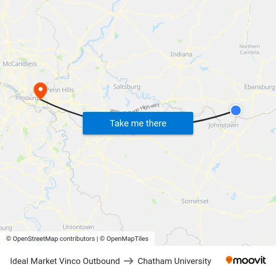 Ideal Market Vinco Outbound to Chatham University map