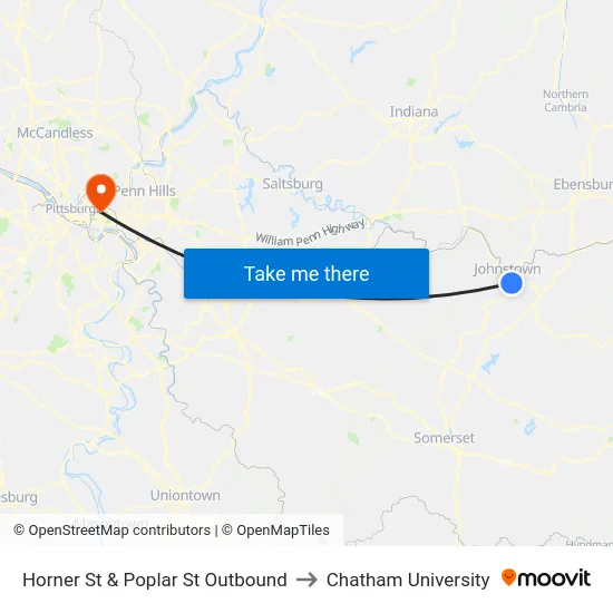 Horner St  & Poplar St  Outbound to Chatham University map