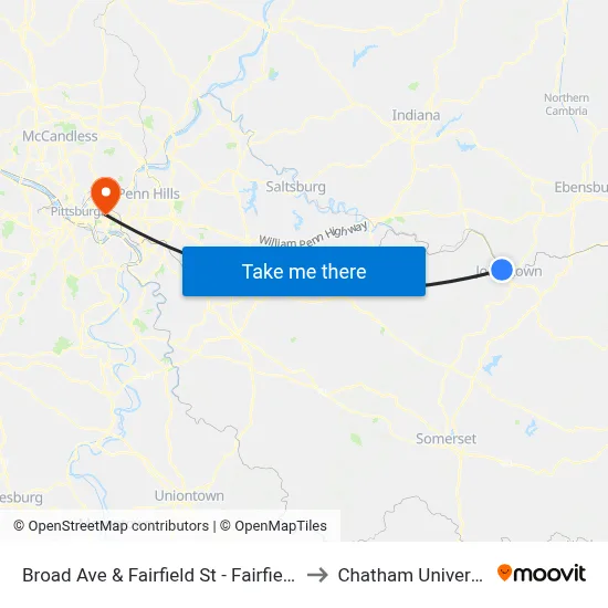 Broad Ave & Fairfield St - Fairfield St to Chatham University map