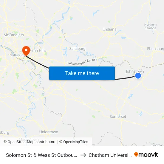 Solomon St & Wess St Outbound to Chatham University map