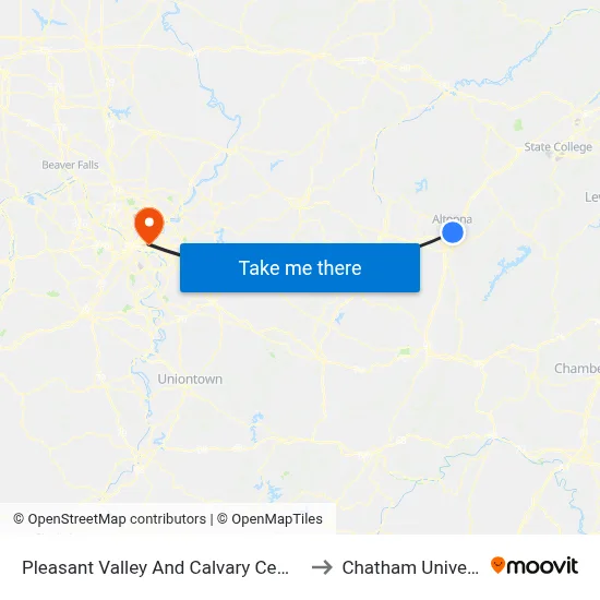 Pleasant Valley And Calvary Cemetary I to Chatham University map