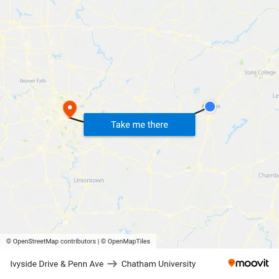 Ivyside Drive & Penn Ave to Chatham University map