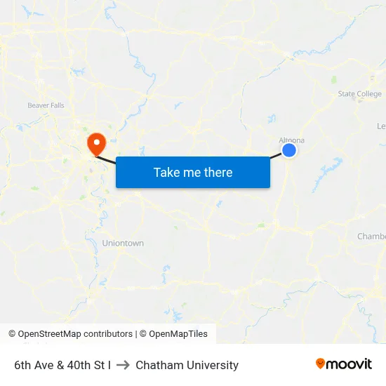 6th Ave & 40th St I to Chatham University map
