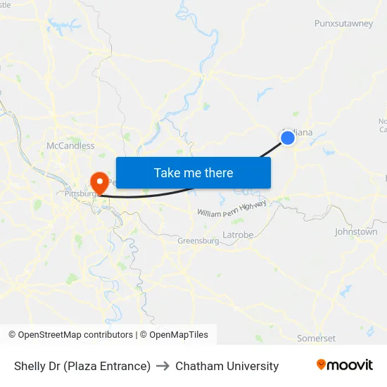 Shelly Dr (Plaza Entrance) to Chatham University map