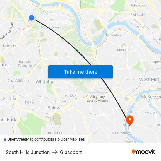 South Hills Junction to Glassport map