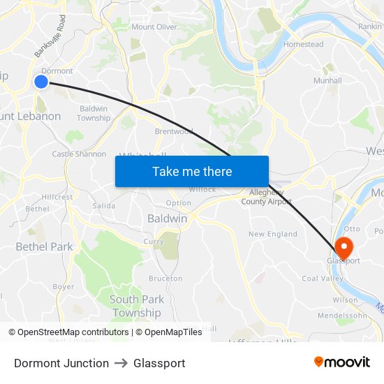 Dormont Junction to Glassport map