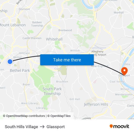 South Hills Village to Glassport map