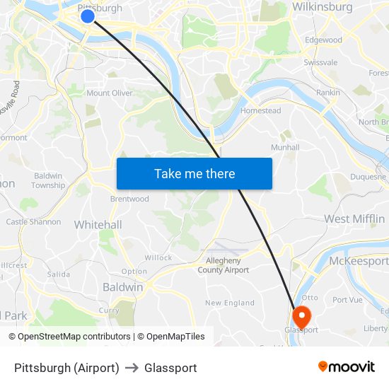 Pittsburgh (Airport) to Glassport map