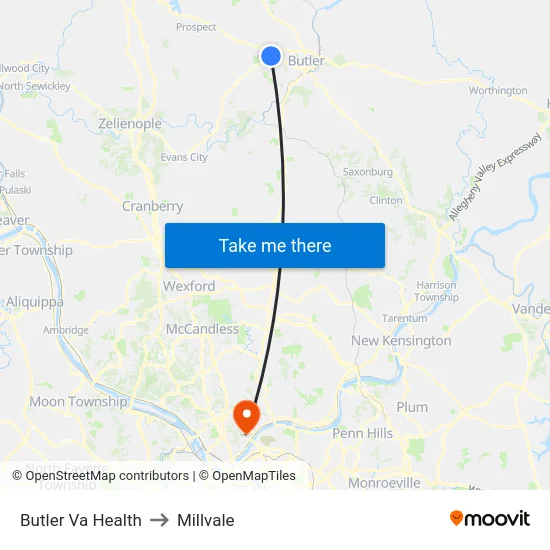Butler Va Health to Millvale map