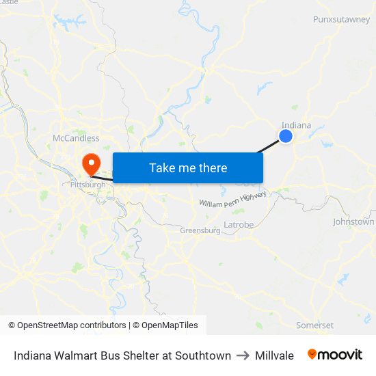 Indiana Walmart Bus Shelter at Southtown to Millvale map