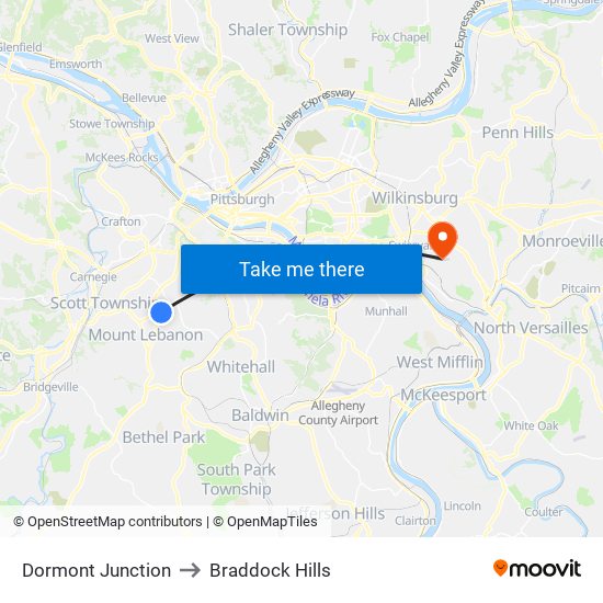 Dormont Junction to Braddock Hills map