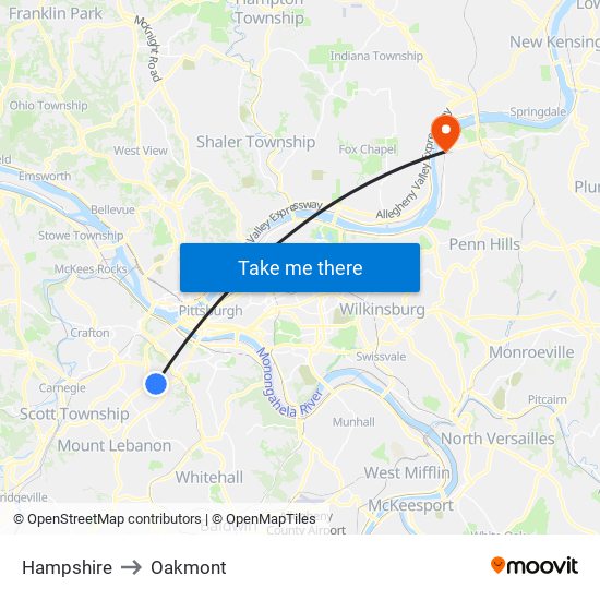 Hampshire to Oakmont map