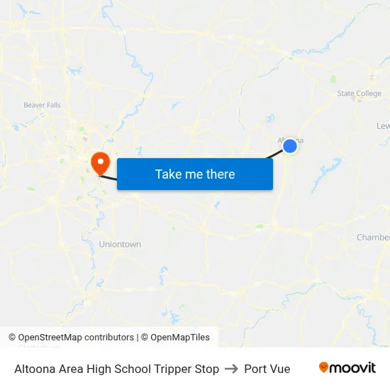 Altoona Area High School Tripper Stop to Port Vue map