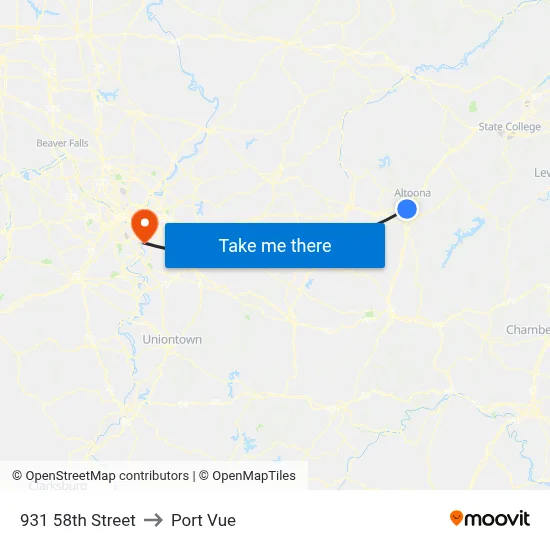 931 58th Street to Port Vue map