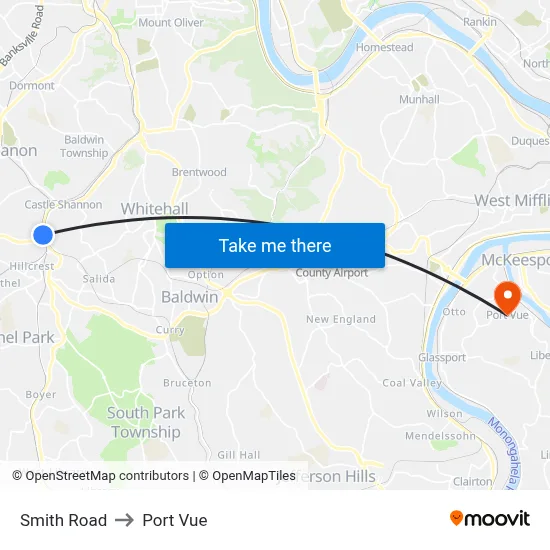 Smith Road to Port Vue map