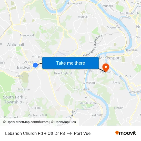 Lebanon Church Rd + Ott Dr FS to Port Vue map
