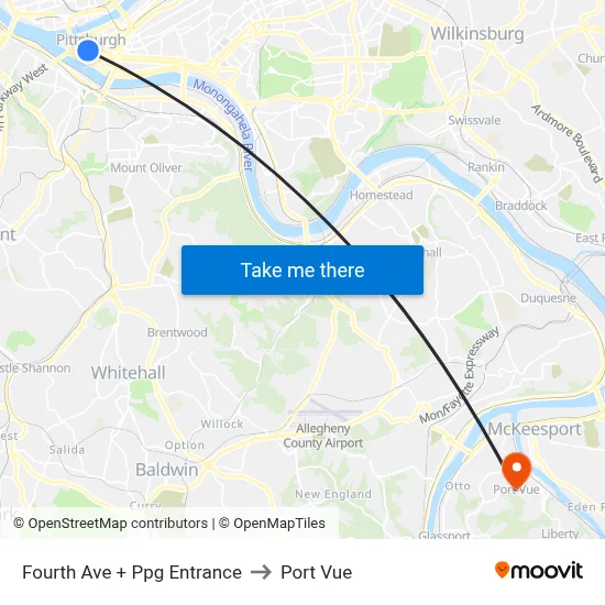 Fourth Ave + Ppg Entrance to Port Vue map