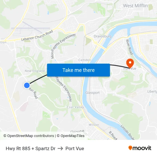Hwy Rt 885 + Spartz Dr to Port Vue map